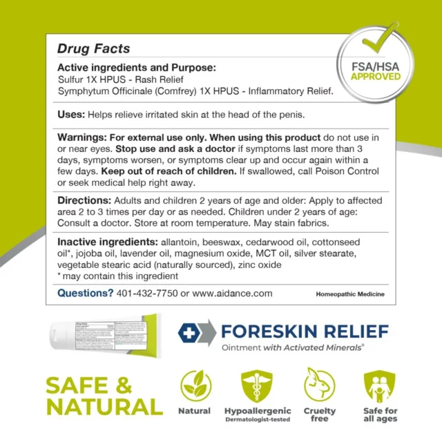terrasil Foreskin Relief Ointment Drug Facts panel